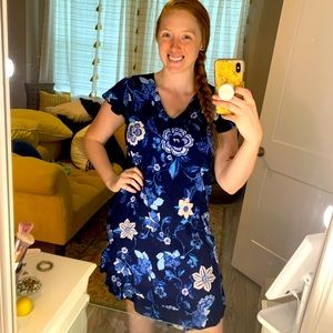 Loose Floral Blue Dress
